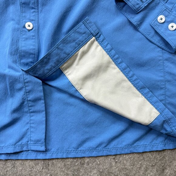 Simms Shirt Men XL Blue Performance Fishing Nylon Long Sleeve Vented Roll Tab 12 - Picture 6 of 14